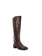 Dune London Brown Tatter Double Buckle High Boots - Image 3 of 6