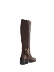 Dune London Brown Tatter Double Buckle High Boots - Image 4 of 6