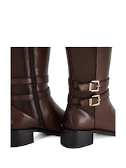Dune London Brown Tatter Double Buckle High Boots - Image 6 of 6