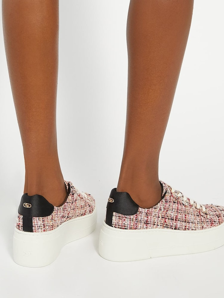 Dune London Pink Episode Flatform Lace Up Trainers - Image 1 of 2