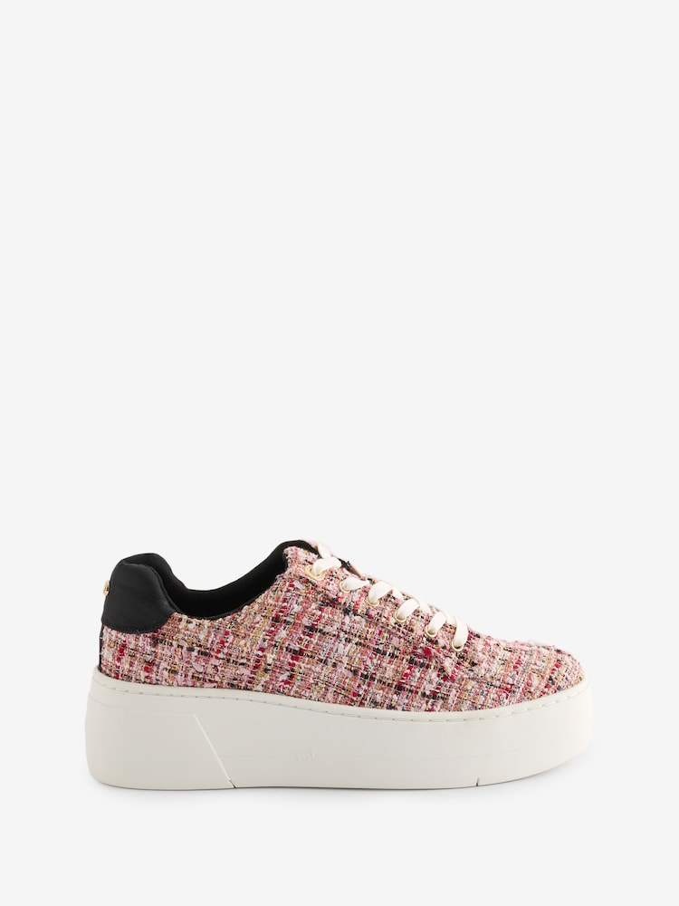 Dune London Pink Episode Flatform Lace Up Trainers - Image 2 of 2