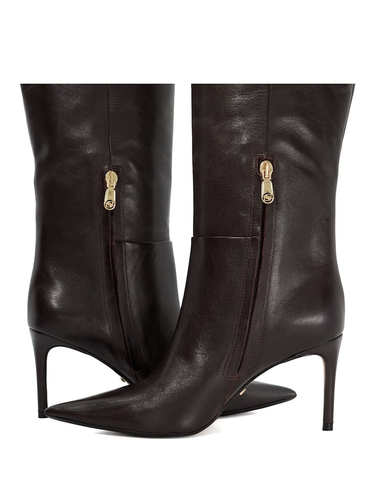 Dune London Red Serve Pull On Knee High Boots - Image 6 of 6
