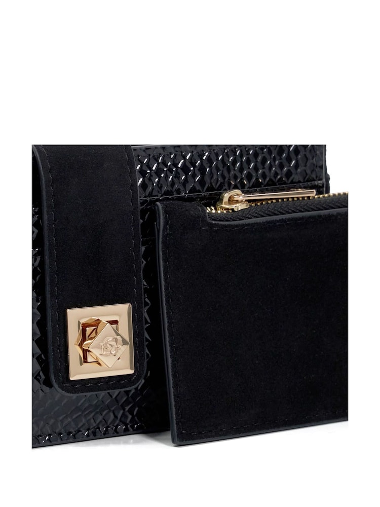 Dune London Black Karlos Long Turn Lock Purse - Image 4 of 5