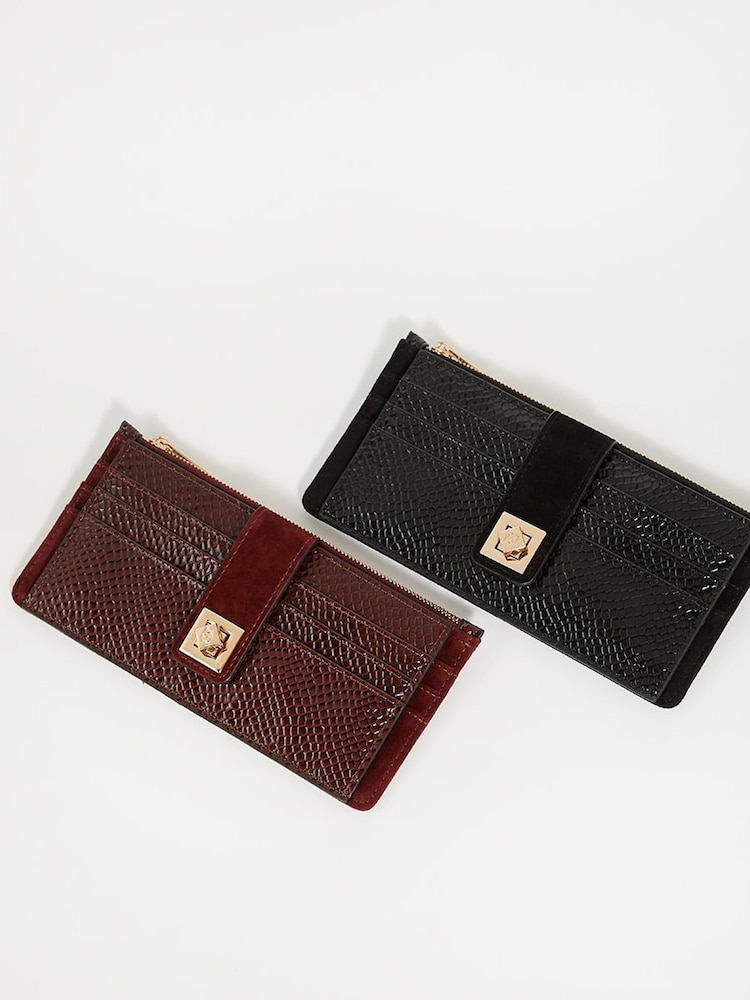 Dune London Black Karlos Long Turn Lock Purse - Image 5 of 5