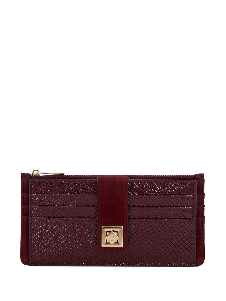 Dune London Burgundy Karlos Long Turn Lock Purse - Image 1 of 4 Dune London Burgundy Karlos Long Turn Lock Purse - Image 1 of 4
