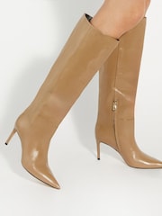 Dune London Brown Serve Pull On Knee High Boots - Image 1 of 6