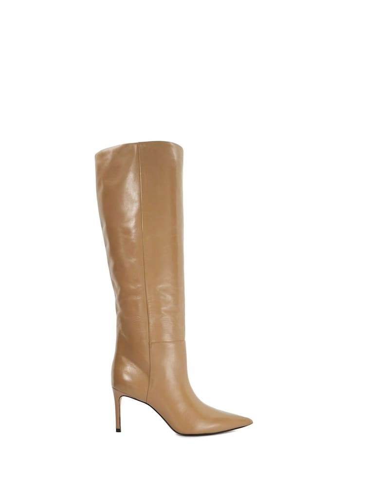 Dune London Brown Serve Pull On Knee High Boots - Image 2 of 6