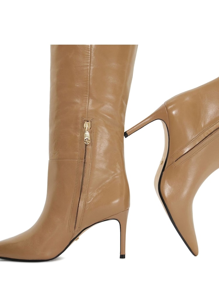 Dune London Brown Serve Pull On Knee High Boots - Image 6 of 6
