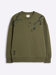 River Island Green Floral Embelished 100% Cotton Sweatshirt - Image 5 of 6