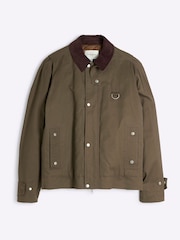 River Island Khaki Regular fit Collar Waxed 100% Cotton Jacket - Image 5 of 6