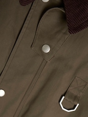 River Island Khaki Regular fit Collar Waxed 100% Cotton Jacket - Image 6 of 6