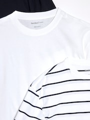 River Island White Slim Fit Stripe Mixed T-Shirts 3 Pack - Image 2 of 6