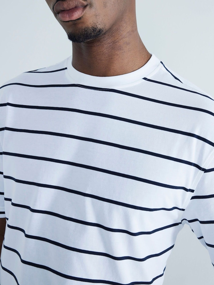 River Island White Slim Fit Stripe Mixed T-Shirts 3 Pack - Image 6 of 6