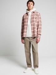 River Island Pink Lightweight Flannel 100% Cotton Check Shirt - Image 1 of 4