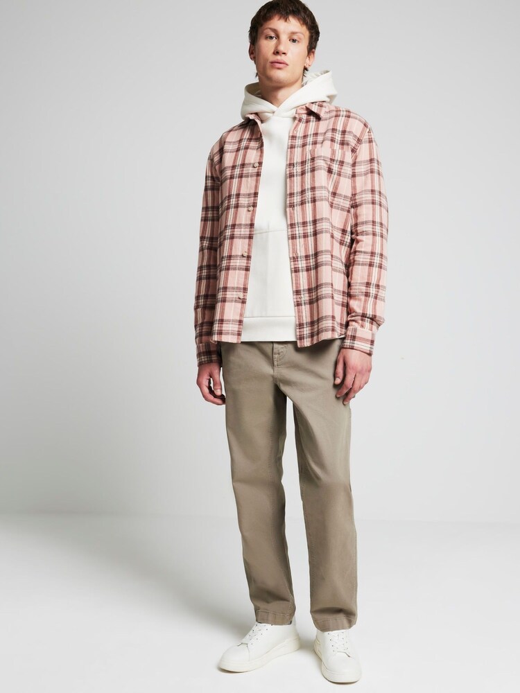 River Island Pink Lightweight Flannel 100% Cotton Check Shirt - Image 1 of 4