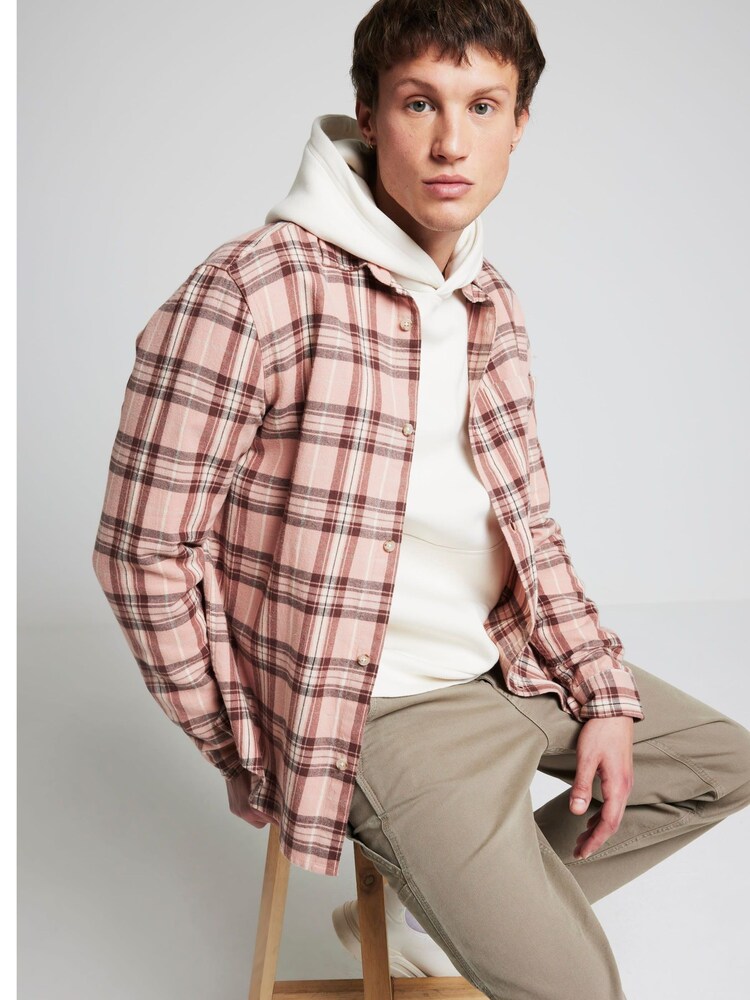 River Island Pink Lightweight Flannel 100% Cotton Check Shirt - Image 2 of 4