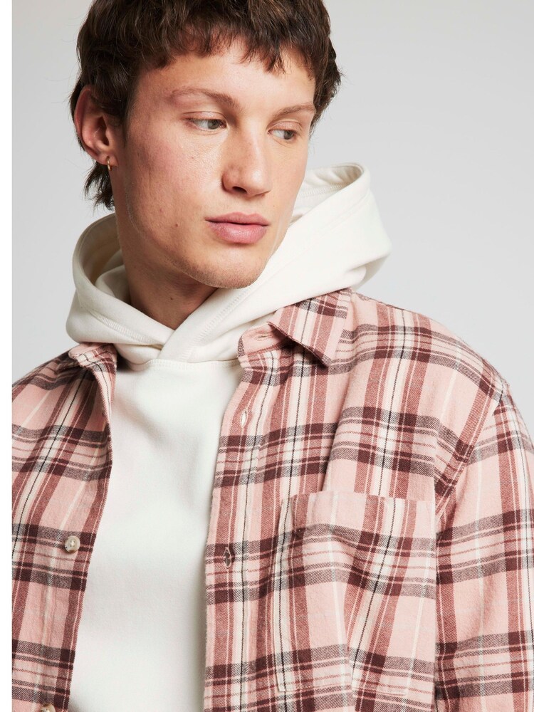 River Island Pink Lightweight Flannel 100% Cotton Check Shirt - Image 3 of 4