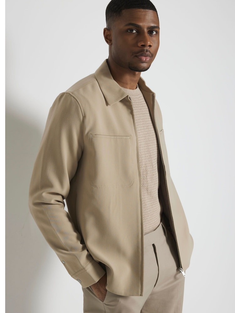 River Island Natural Smart Ponti Shacket - Image 1 of 3