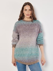 Apricot Blue Multicol Yarn Stripe Jumper - Image 3 of 4
