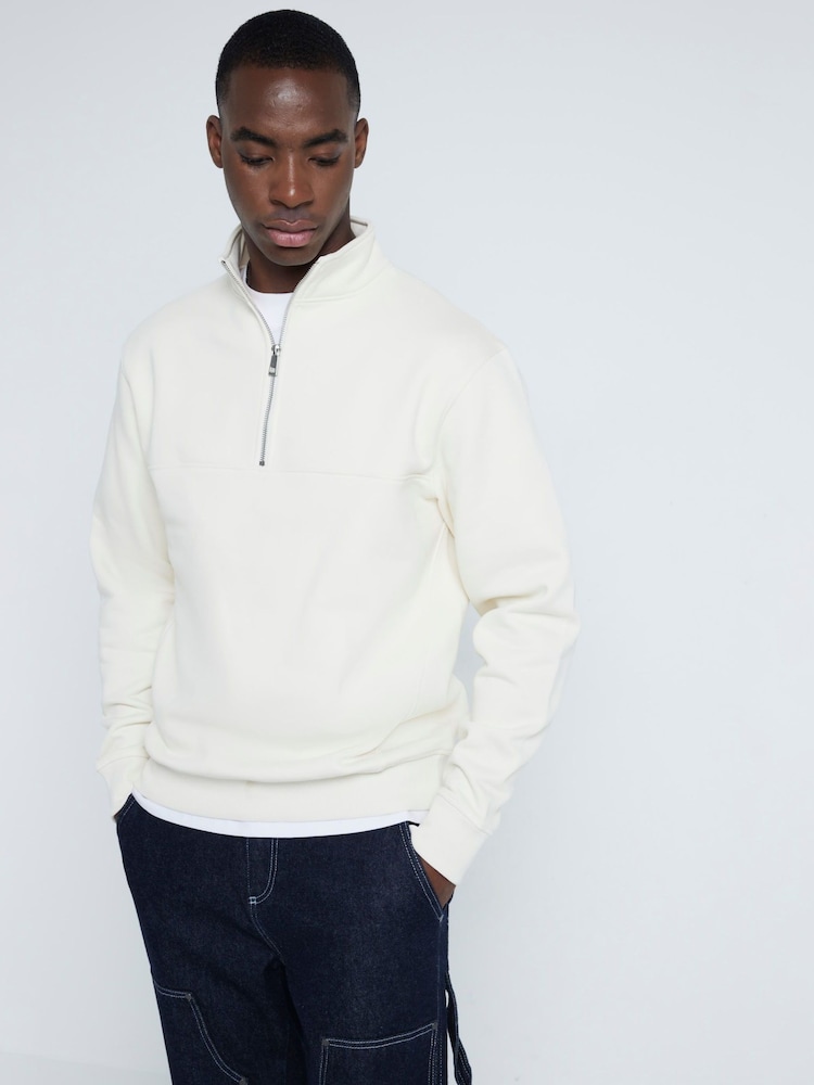 River Island Cream Long Sleeve Essential Funnel 100% Cotton Sweatshirt - Image 1 of 6 River Island Cream Long Sleeve Essential Funnel 100% Cotton Sweatshirt - Image 1 of 6