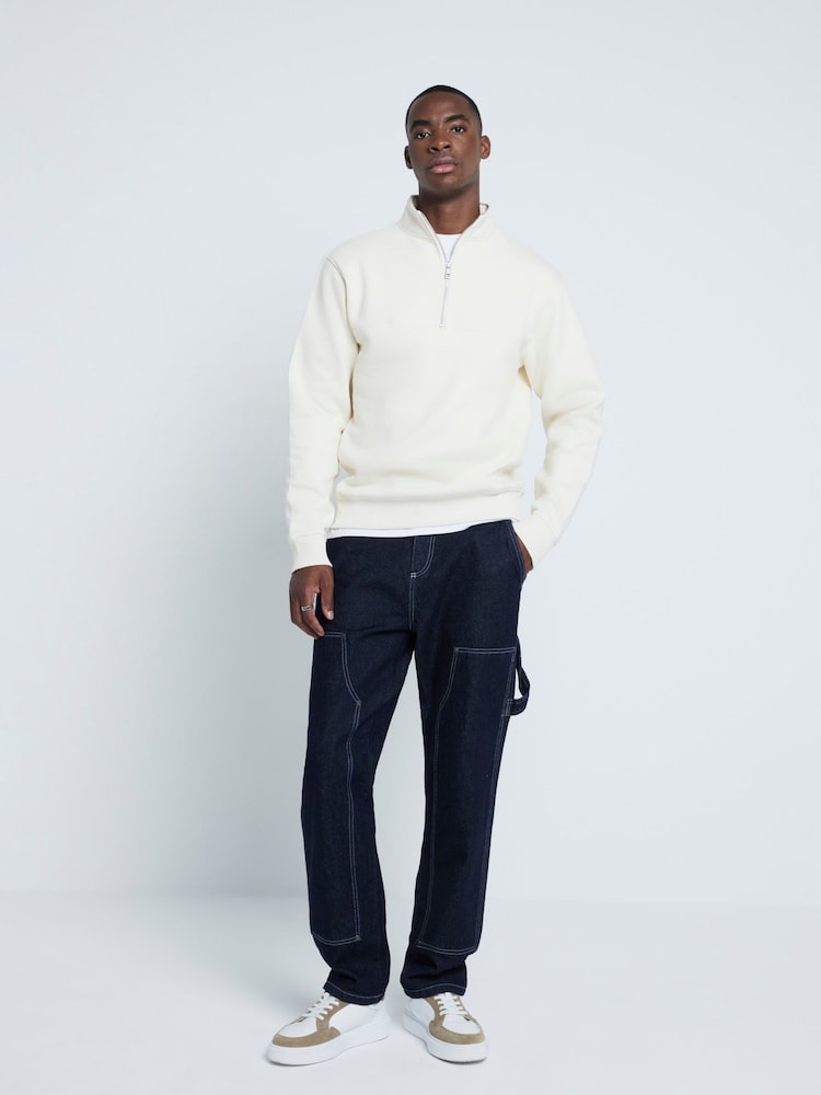 River Island Cream Long Sleeve Essential Funnel 100% Cotton Sweatshirt - Image 2 of 6 River Island Cream Long Sleeve Essential Funnel 100% Cotton Sweatshirt - Image 2 of 6