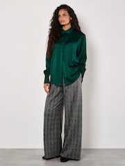 Apricot Green Oversized Satin Hi Low Shirt - Image 2 of 4