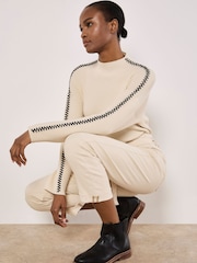 Apricot Natural Blanket Stitch Ribbed Jumper - Image 2 of 4