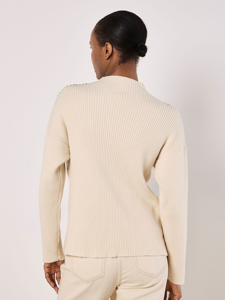 Apricot Natural Blanket Stitch Ribbed Jumper - Image 4 of 4