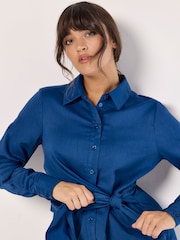 Apricot Blue Mini Tie Shirt Dress - Image 3 of 4
