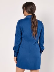 Apricot Blue Mini Tie Shirt Dress - Image 4 of 4