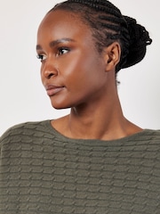 Apricot Green Cable Stripe Batwing Jumper - Image 3 of 5