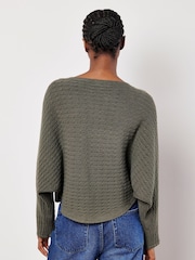 Apricot Green Cable Stripe Batwing Jumper - Image 5 of 5