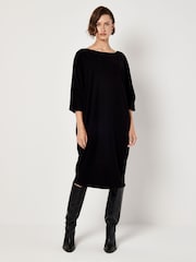 Apricot Black Bonded Rib Cocoon Dress - Image 1 of 4