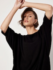 Apricot Black Bonded Rib Cocoon Dress - Image 2 of 4