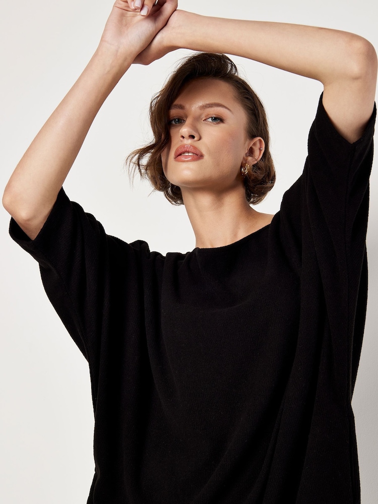 Apricot Black Bonded Rib Cocoon Dress - Image 2 of 4