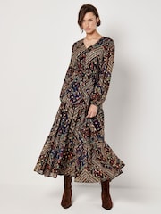Apricot Blue Flower Orchestra Gold Maxi Dress - Image 1 of 4