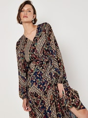 Apricot Blue Flower Orchestra Gold Maxi Dress - Image 2 of 4
