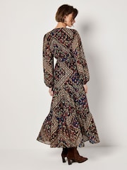 Apricot Blue Flower Orchestra Gold Maxi Dress - Image 3 of 4