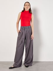 Apricot Grey Tie Waist Wide Leg Trousers - Image 1 of 5