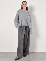 Apricot Grey Tie Waist Wide Leg Trousers - Image 5 of 5