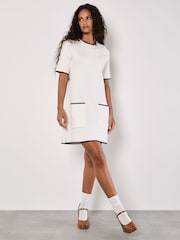 Apricot White Contrast Tipping Knitted Dress - Image 2 of 4