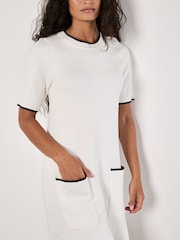 Apricot White Contrast Tipping Knitted Dress - Image 3 of 4