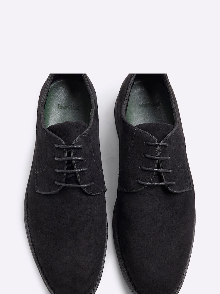 River Island Black Micro Fibre Derby Shoes - Image 5 of 5