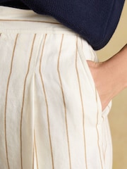 Joules Cream Linen-Cotton Tailored Shorts - Image 4 of 8