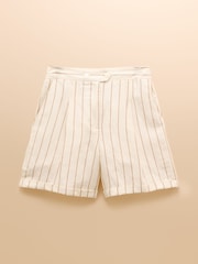 Joules Cream Linen-Cotton Tailored Shorts - Image 8 of 8