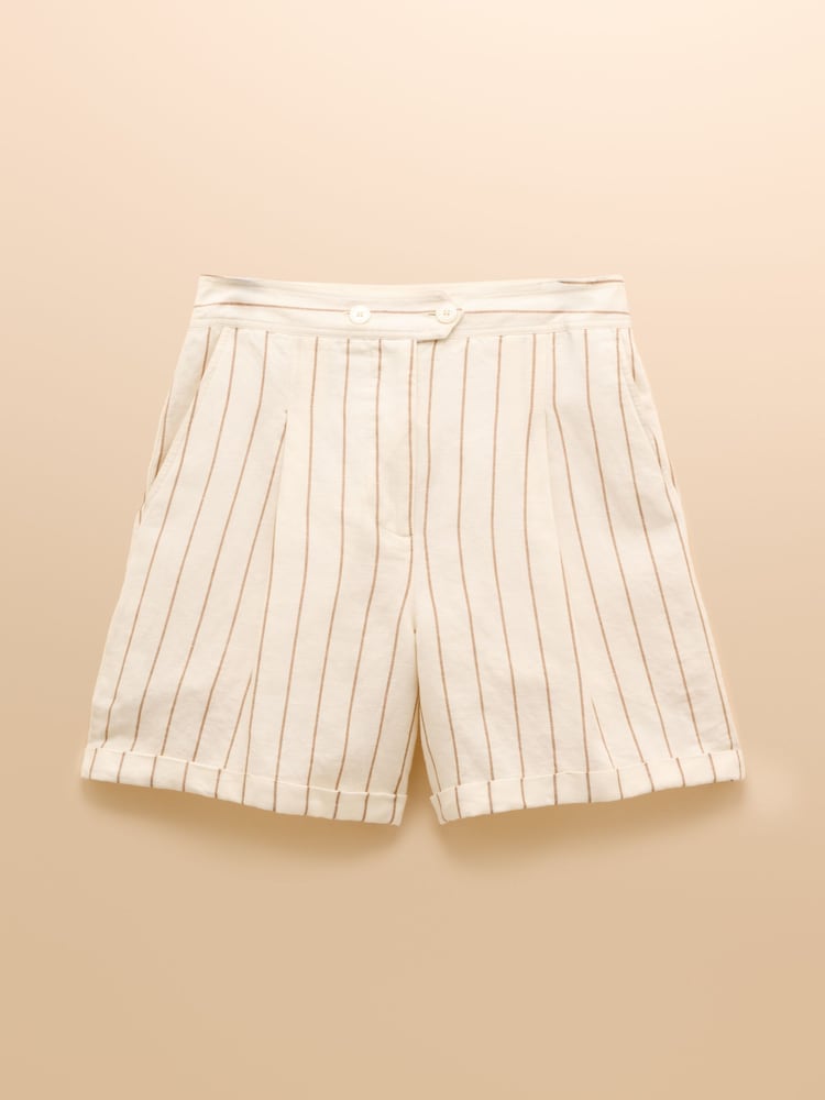 Joules Cream Linen-Cotton Tailored Shorts - Image 8 of 8