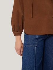 Jigsaw Brown 100% Cotton Corduroy V-Neck Top - Image 4 of 6