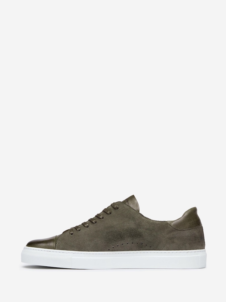 Oliver Sweeney Green Calf Leather/Suede Cupsole Trainers - Image 2 of 5