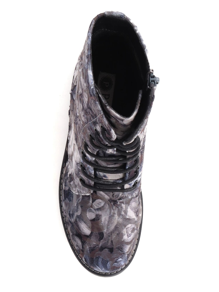 Pavers Grey Ladies Lace Up Ankle Boots - Image 4 of 5