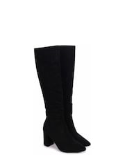 Linzi Black Georgina Suede Block Heel High Leg Boots - Image 6 of 7